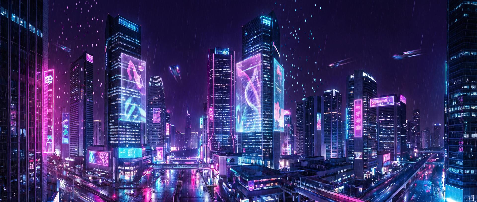 壹号娱乐 - 赛博朋克未来都市夜景